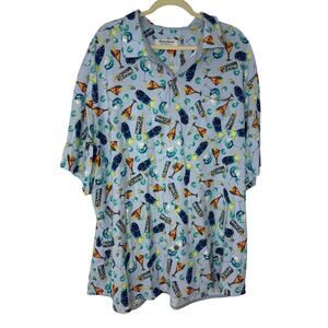 Tommy Bahama The Veracruz Cay Shirt XXXL Blue Tiki Cocktail Print Camp Shirt